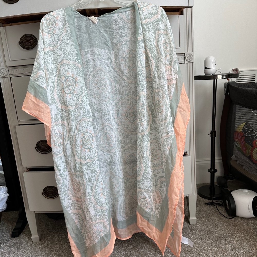 Swim Suit cover up mint/peach Medium